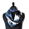 foulard soie made in france soie fleur indigo et noir