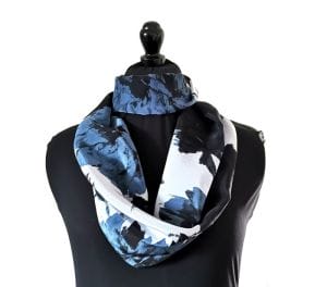 foulard soie made in france soie fleur indigo et noir